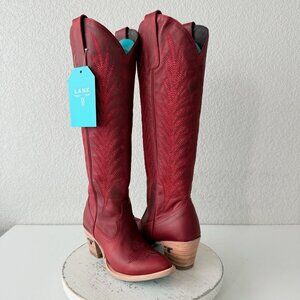 Lane JENTRY Knee High Red Cowboy Boots Red Leather Western Tall Womena Size 5